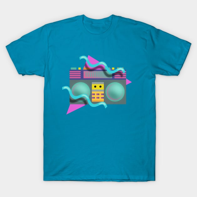 Retro Eighties Boom Box Graphic T-Shirt by LittleBunnySunshine